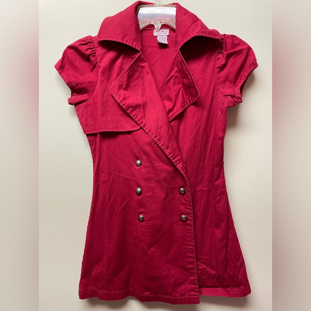 Women’s Small Red Double Breast Panel Top